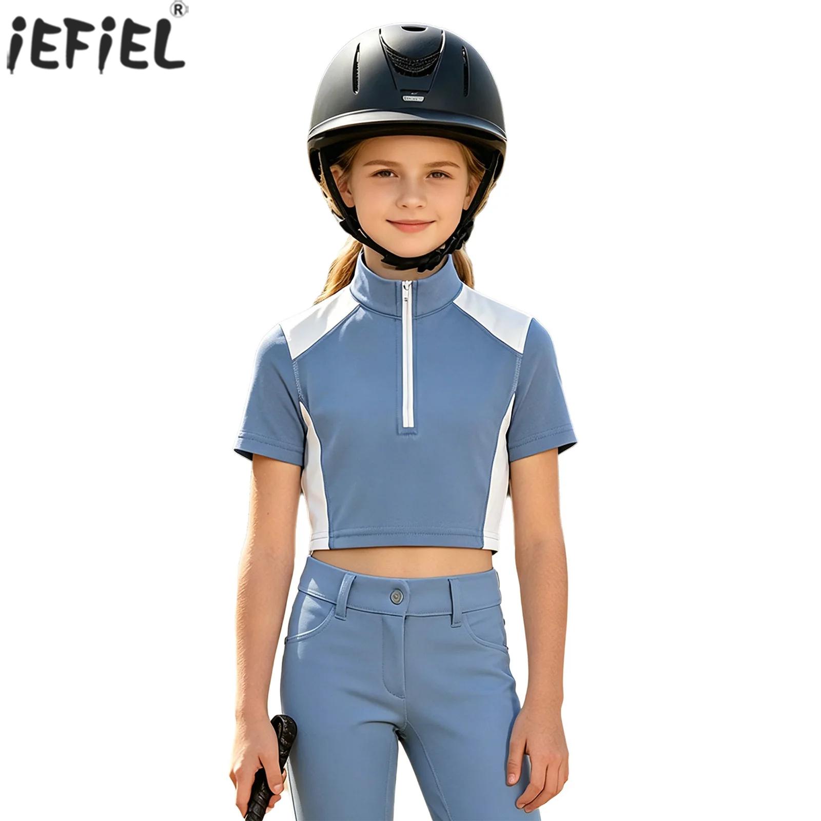 Summer Equestrian Clothing - قميص رياضي للفتيات الصغيرات لركوب الخيل،
