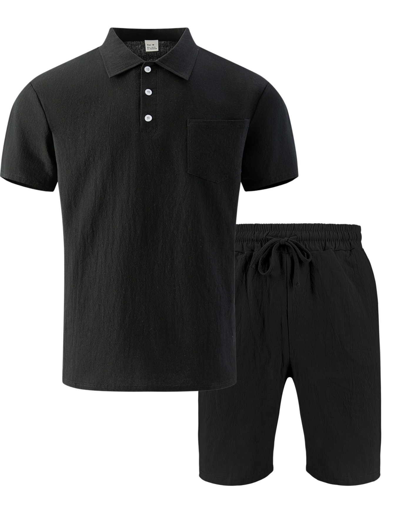 Linen Shorts Men - طقم رجالي من قطعتين: قميص بولو