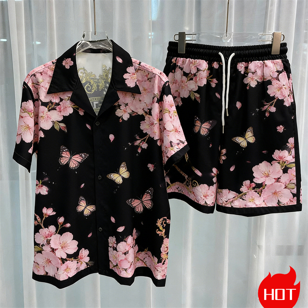 Summer Clothing Line - طقم رجالي مطبوع رقميًا من قطعتين،