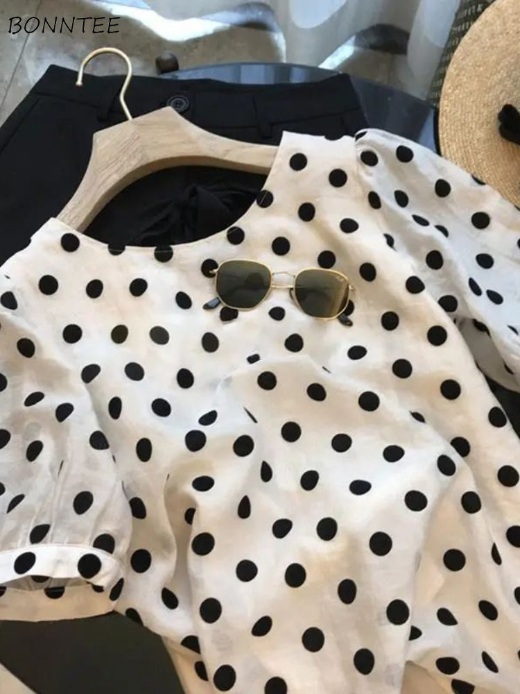 Summer Clothing Holiday - بلوزات منقطة للسيدات أنيقة صيفية عتيقة