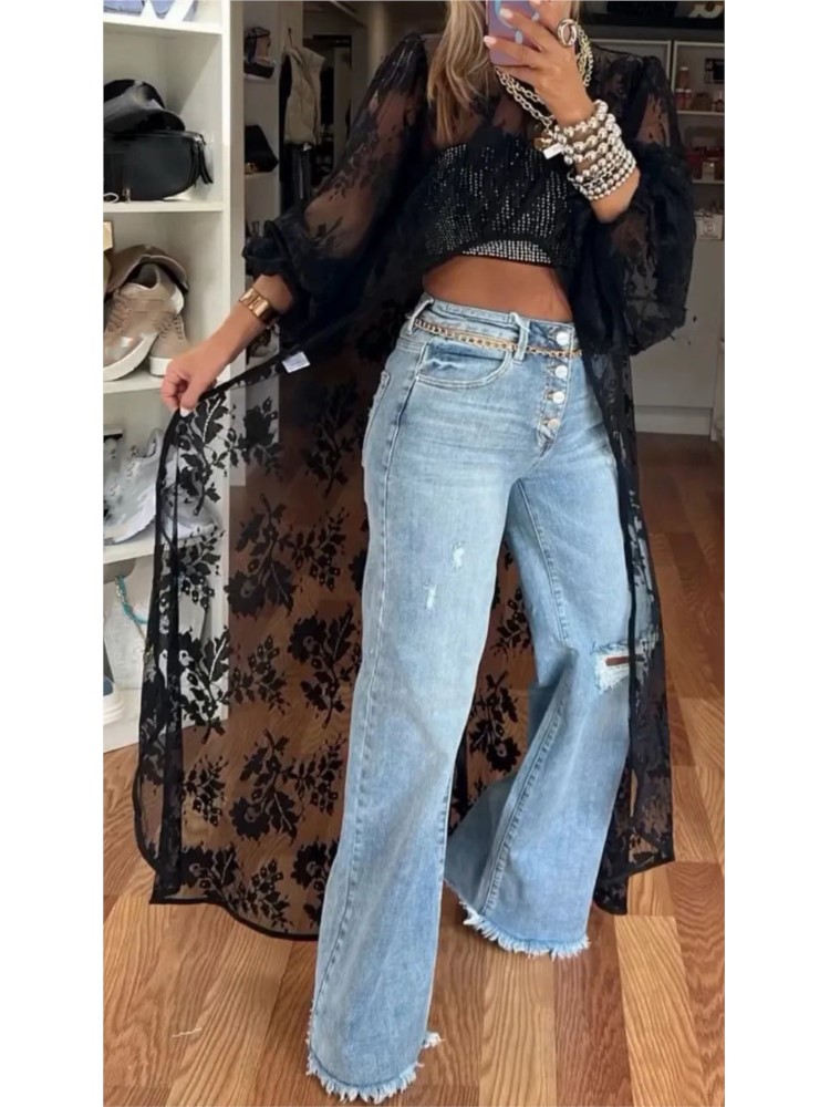 Summer Clothing Holiday - سيدة أزياء من الدانتل قميص أعلى