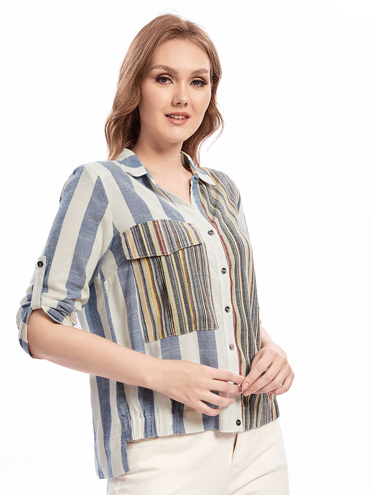 Summer Clothing Colors - قميص نسائي ذو طية صدر السترة