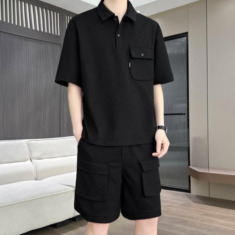 Summer Outdoor Clothing - طقم قميص بولو بأكمام قصيرة وشورت