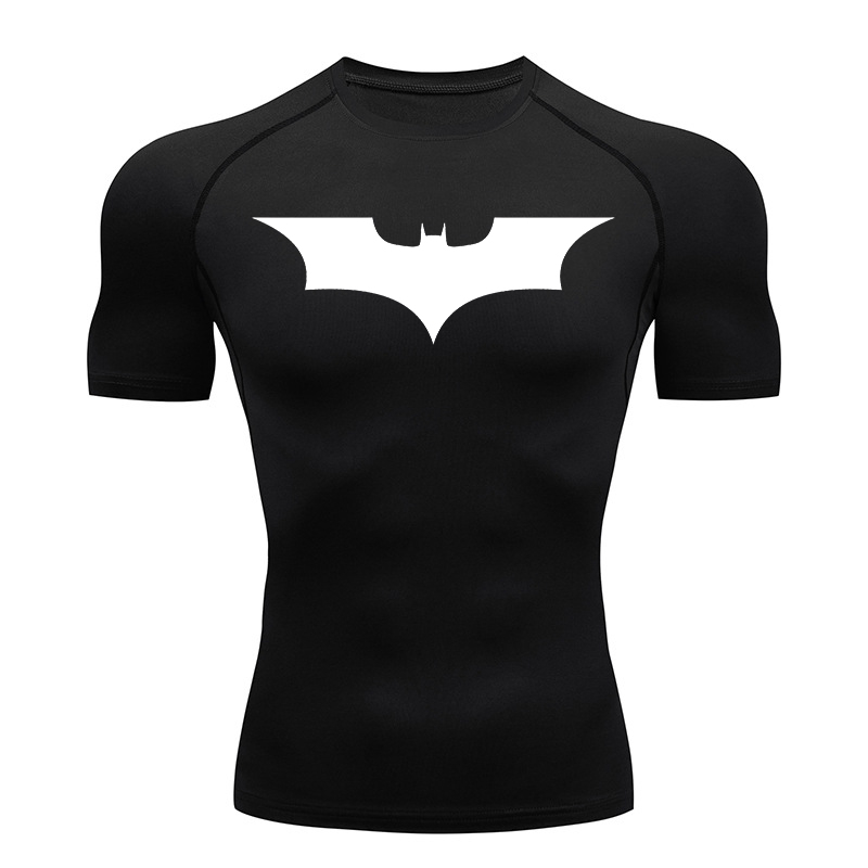 Summer Gym Clothing - قمصان مضغوطة مطبوعة على شكل خفاش