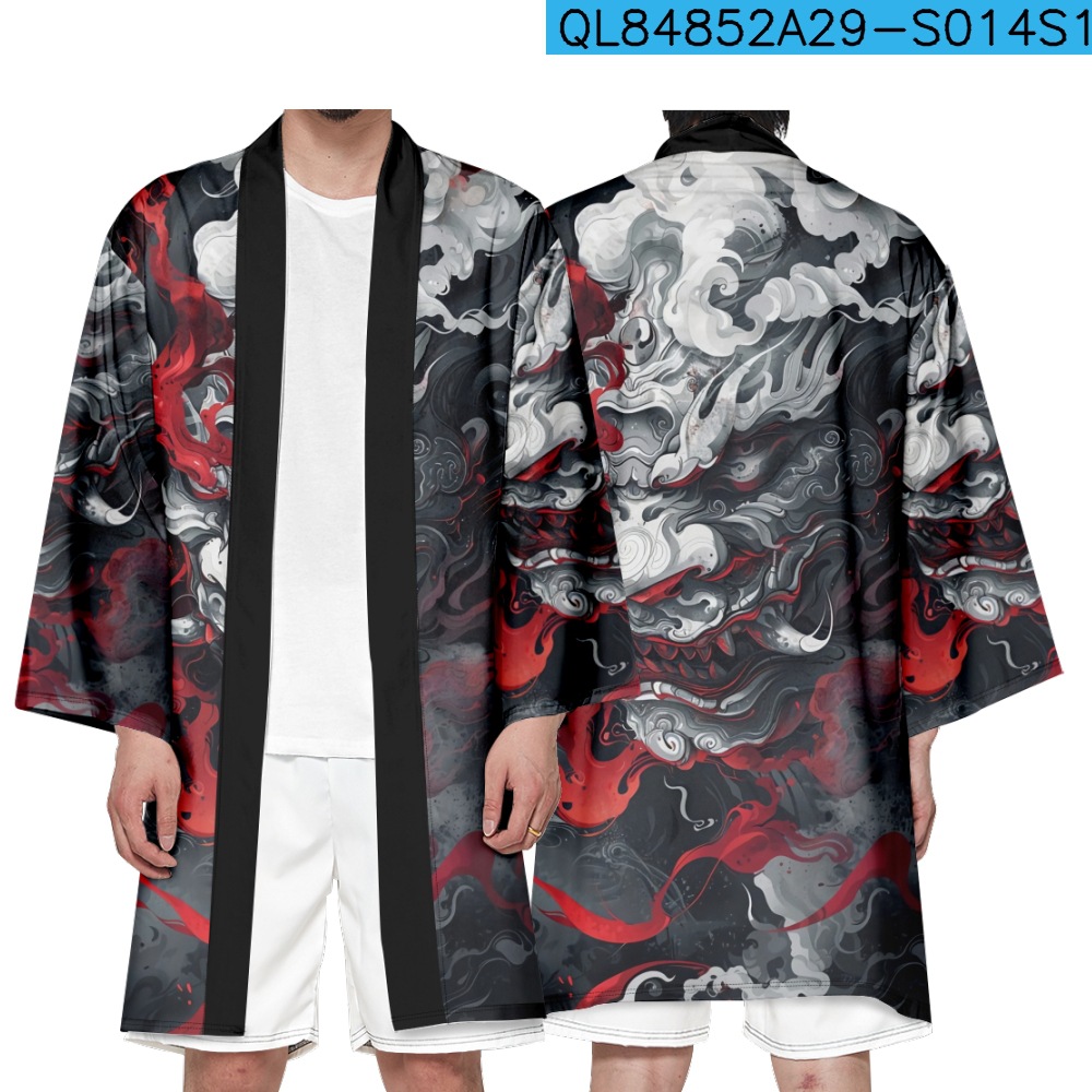 Summer Japanese Clothing - سترة طويلة عصرية مطبوعة على شكل