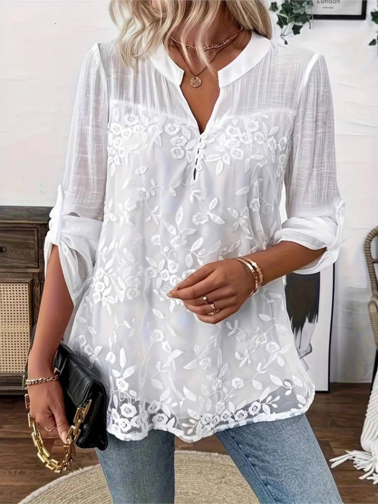 Summer Clothing Holiday - أزياء الدانتيل الأبيض قميص أعلى للنساء