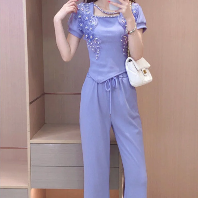 Summer Clothing Trends 2025 - واسعة الساق السيدات بنطلون الأرجواني سراويل