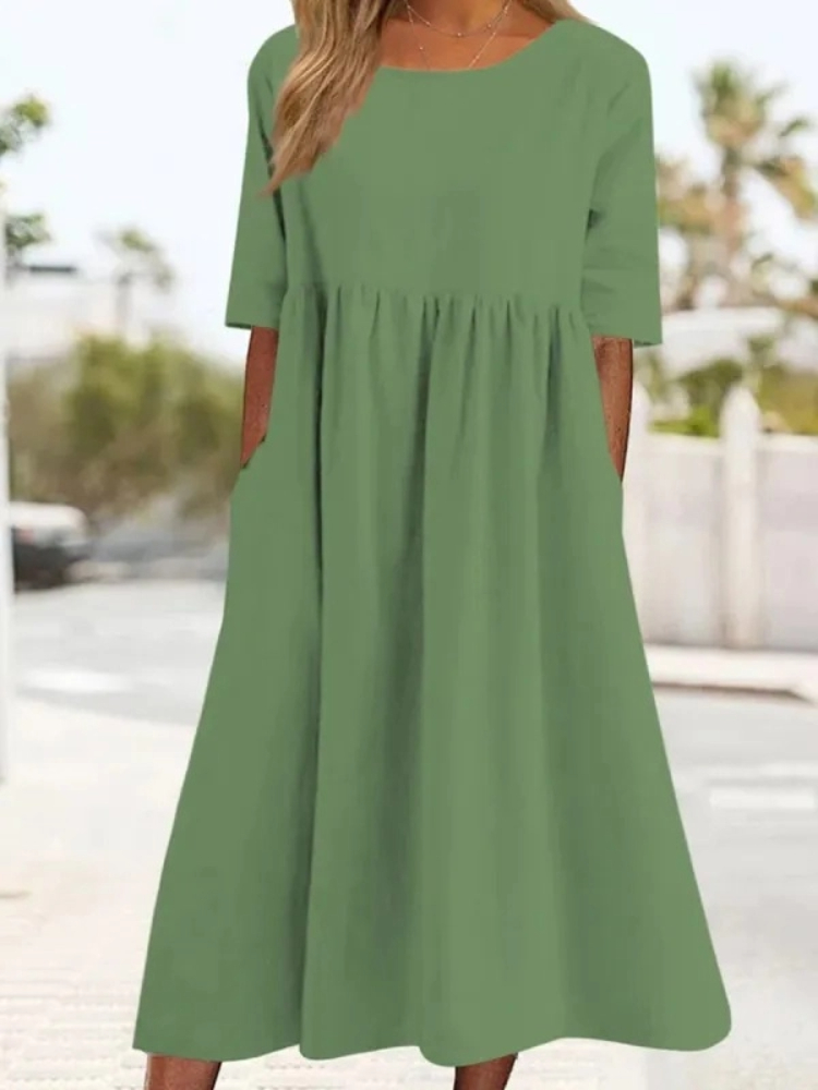 Summer Clothing Colors - فستان نسائي عصري جديد برقبة دائرية