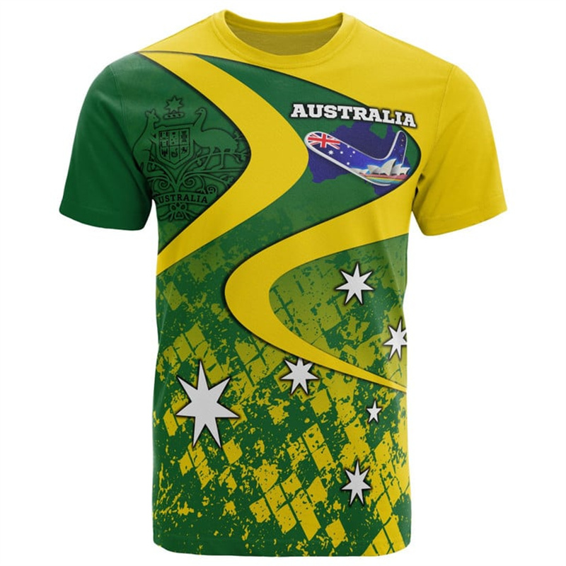 Summer Clothing Australia - تي شيرت بعلم أستراليا مطبوع ثلاثي