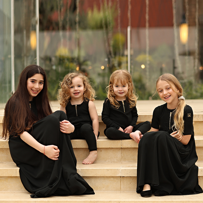 Summer Dresses Yours Clothing - ملابس صيفية سوداء مضلعة متطابقة للعائلة،