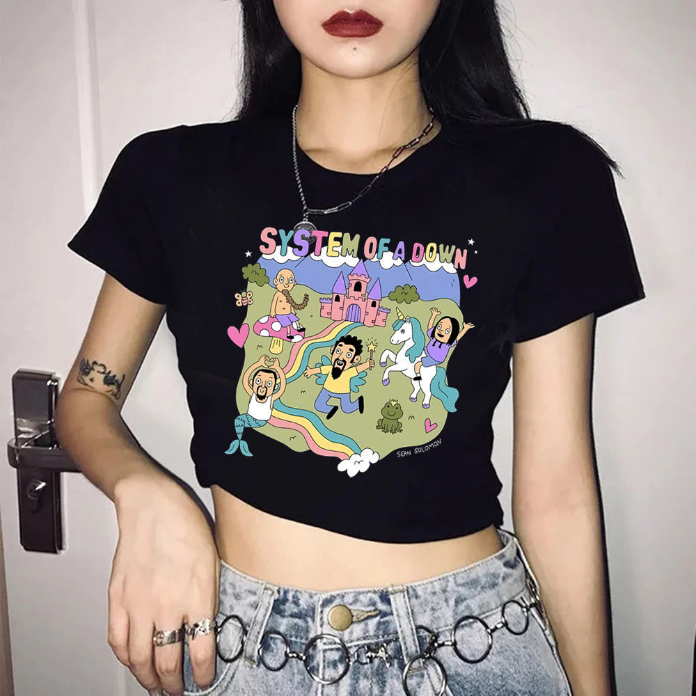تي شيرت نسائي قصير بتصميم كورس - مراجعة Summer Grunge Clothing وسعره