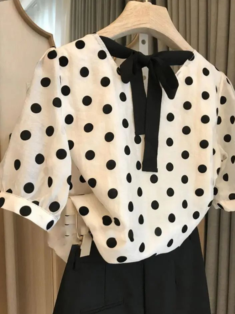 بلوزات منقطة للسيدات أنيقة صيف - مراجعة Summer Clothing Holiday وسعره