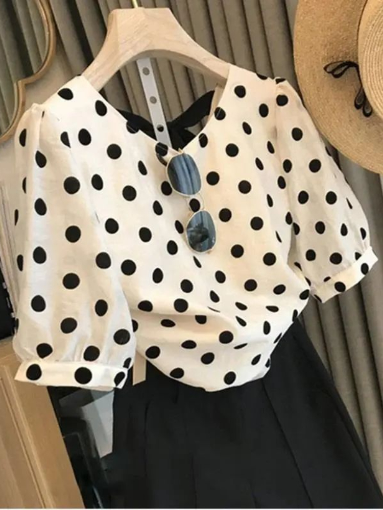 بلوزات منقطة للسيدات أنيقة صيف - مراجعة Summer Clothing Holiday وسعره