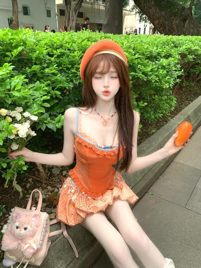 طقم صيفي جديد برتقالي اللون من - مراجعة Summer Japanese Clothing وسعره