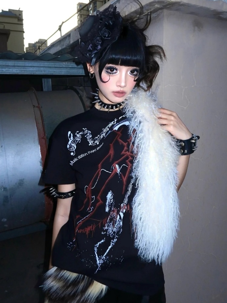 تي شيرتات نسائية صيفية بطباعة  - مراجعة Summer Grunge Clothing وسعره