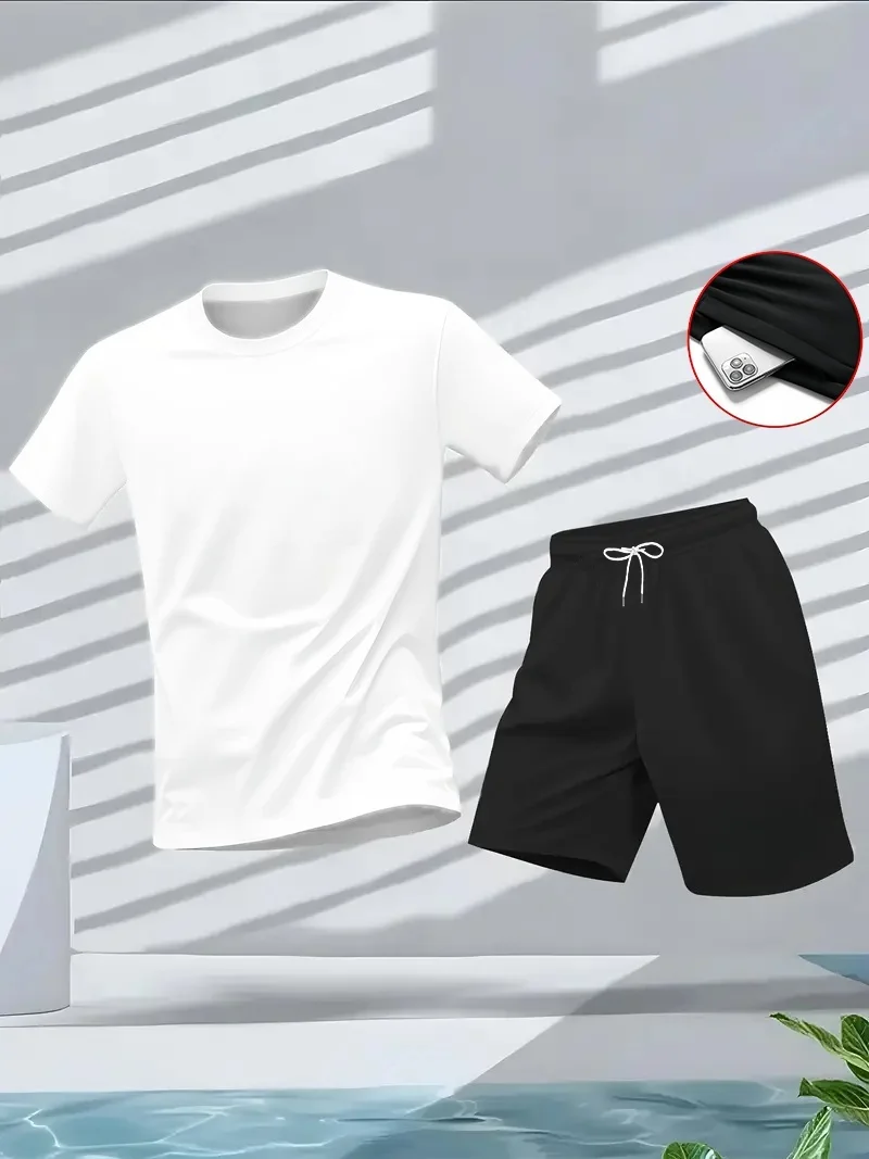 طقم بدلة رجالي من قطعتين، تصمي - مراجعة Summer Gym Clothing وسعره