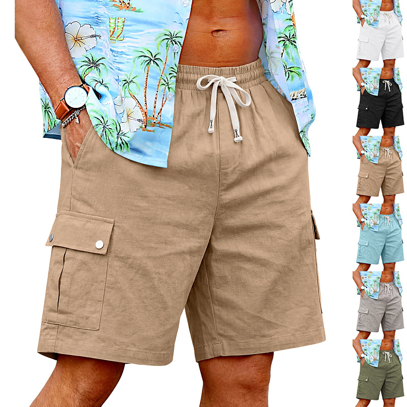 شورت رجالي صيفي فضفاض مريح للب - مراجعة Linen Shorts Men وسعره