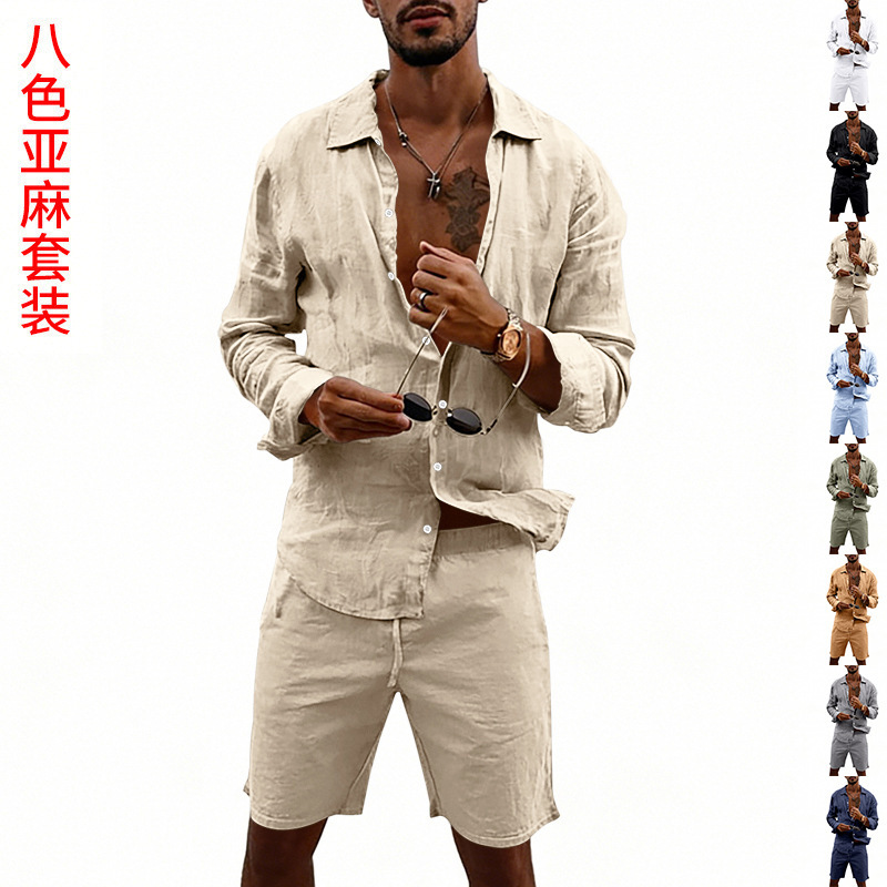 طقم صيفي للرجال من الكتان، قمي - مراجعة Linen Shorts Men وسعره