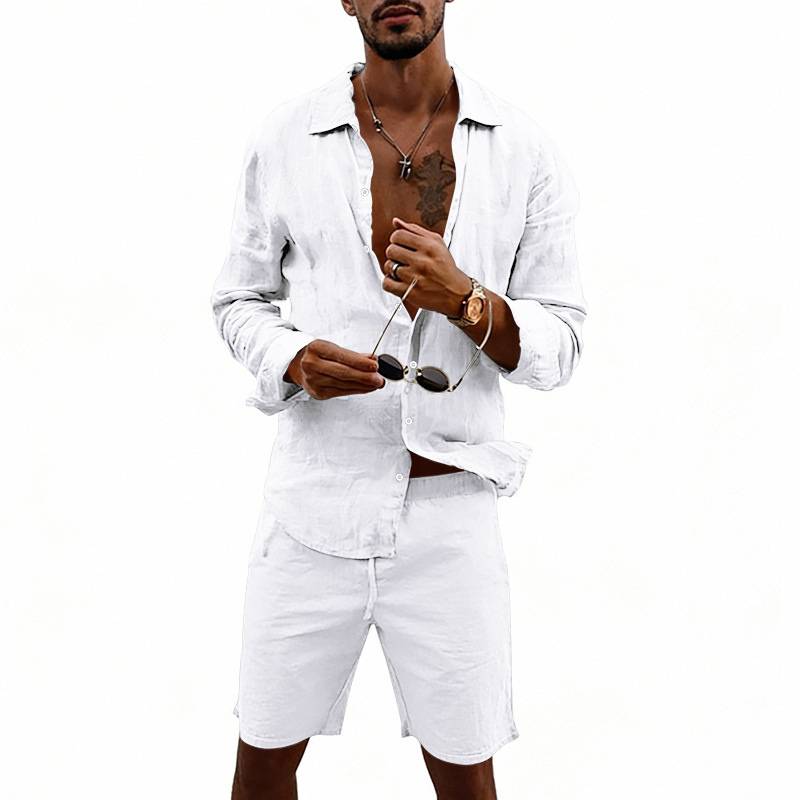 طقم صيفي للرجال من الكتان، قمي - مراجعة Linen Shorts Men وسعره