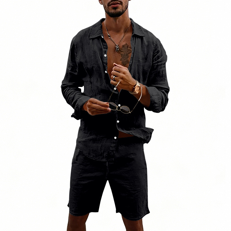 طقم صيفي للرجال من الكتان، قمي - مراجعة Linen Shorts Men وسعره