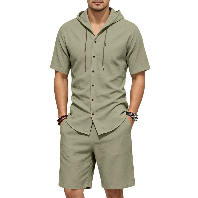 طقم صيفي رجالي من قطعتين من ال - مراجعة Linen Shorts Men وسعره