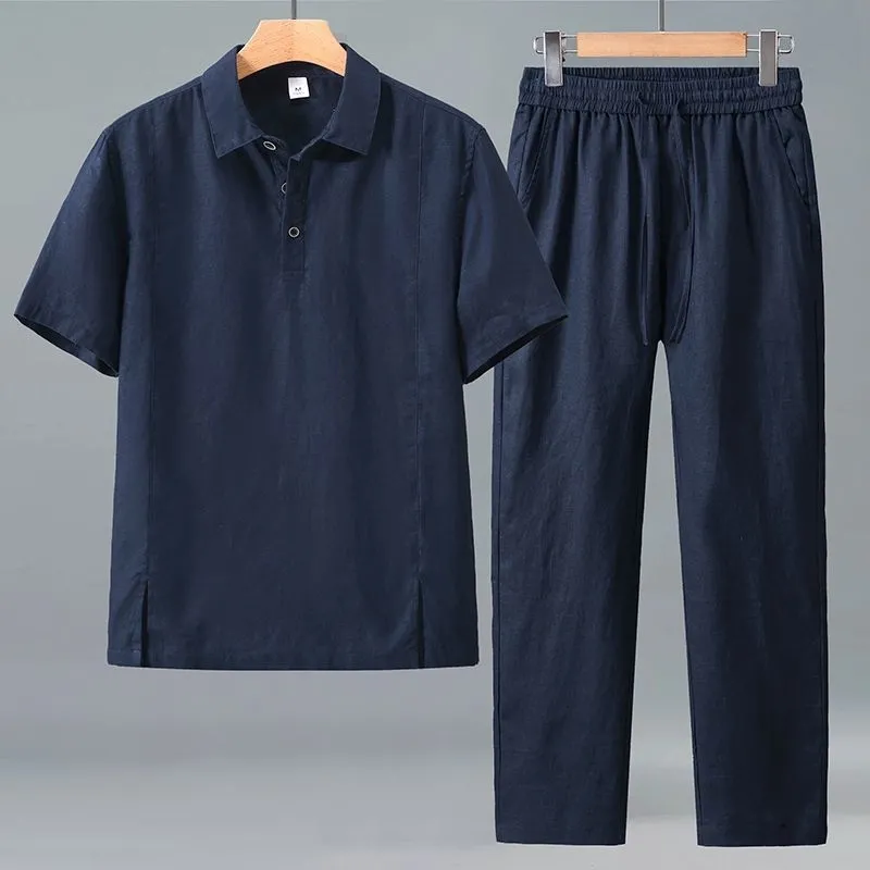 طقم صيفي من قطعتين للرجال مقاس - مراجعة Linen Shorts Men وسعره