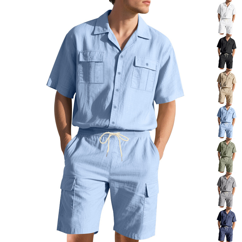 قميص رجالي صيفي من الكتان بلون - مراجعة Linen Shorts Men وسعره