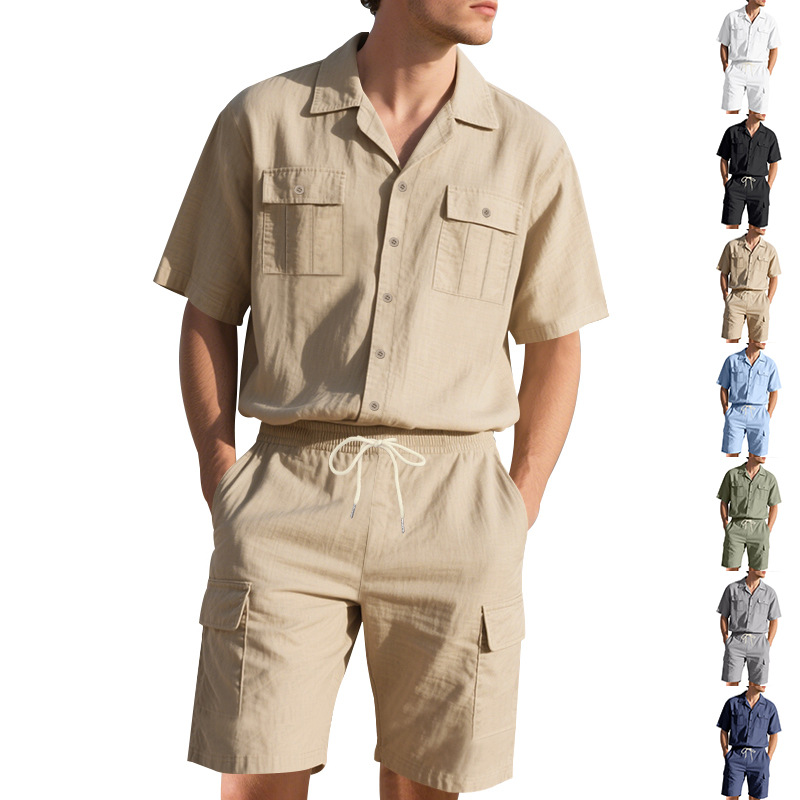 قميص رجالي صيفي من الكتان بلون - مراجعة Linen Shorts Men وسعره
