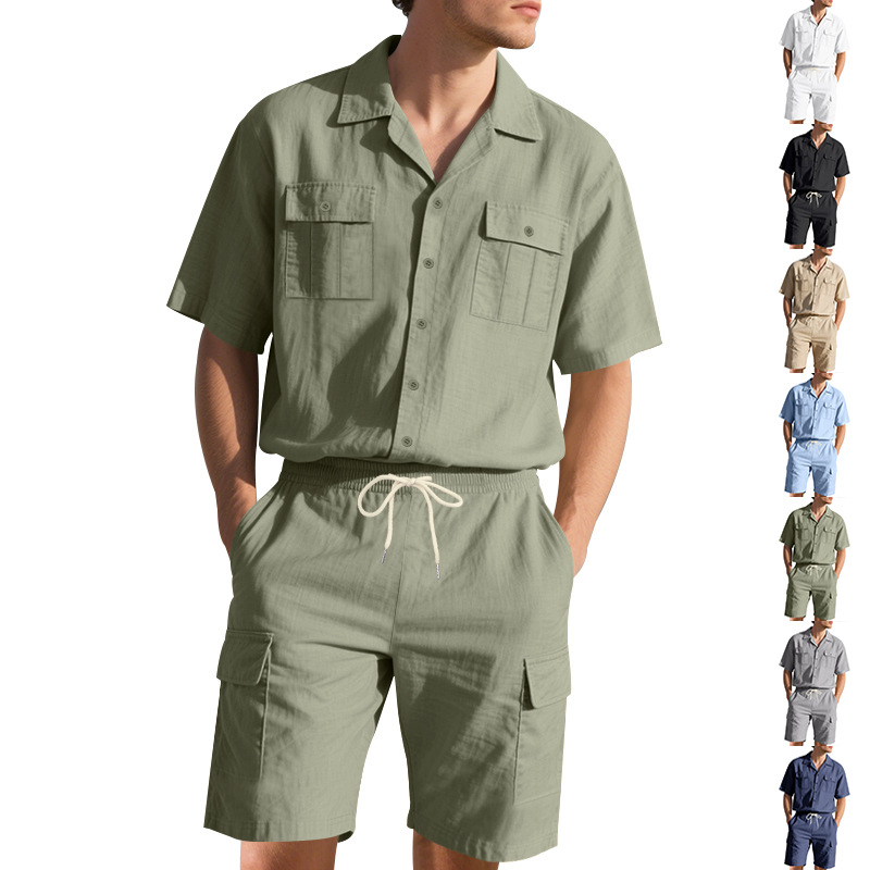 قميص رجالي صيفي من الكتان بلون - مراجعة Linen Shorts Men وسعره