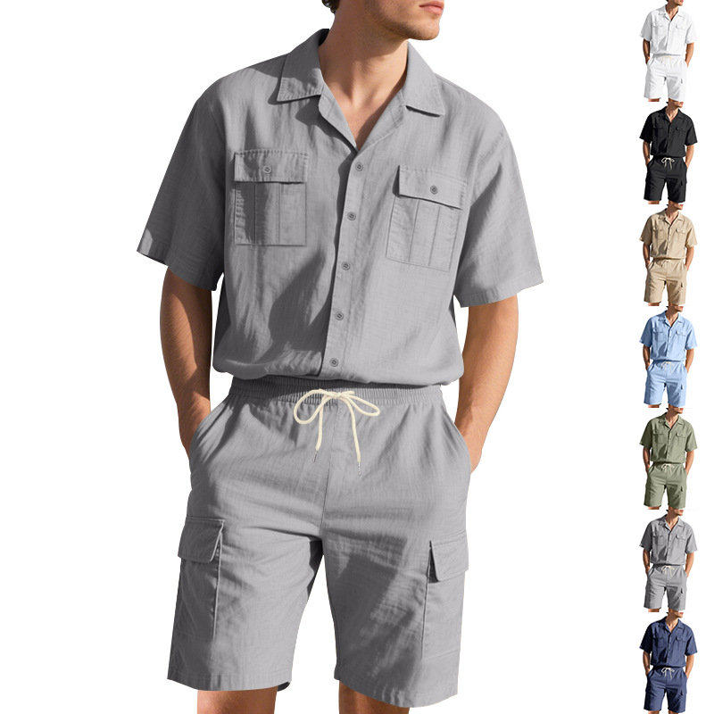 قميص رجالي صيفي من الكتان بلون - مراجعة Linen Shorts Men وسعره