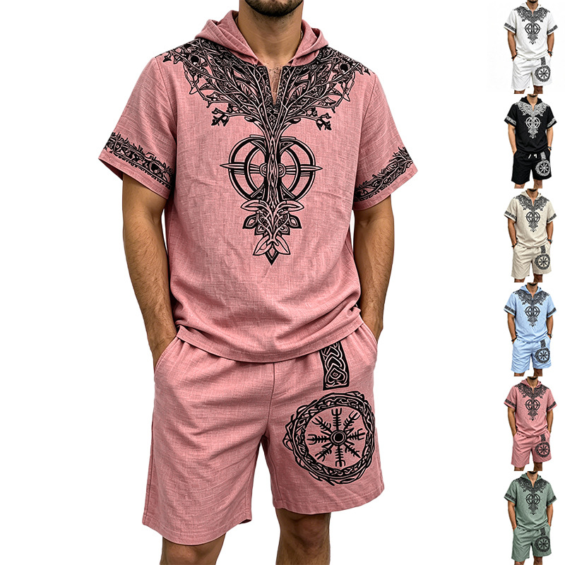طقم صيفي رجالي من قطعتين: توب  - مراجعة Linen Shorts Men وسعره